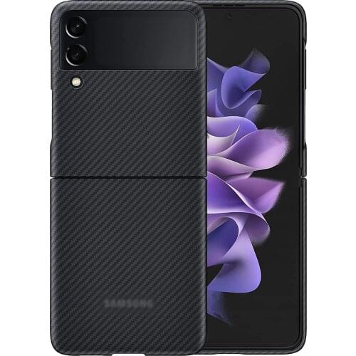 Original Carbon fiber Case For Samsung Galaxy Z Flip 3 Flip case, Aramid fiber Slim design Z Flip3 Anti-fall Phone Cover shell