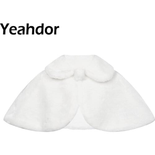 Children Girls Faux Fur Jacket Coat Crop Wraps Shawl Kid Bolero Wedding Cloaks Flower Girl Clothes Princess Warm Cape Outerwear