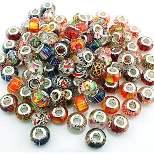 JINGLANG Mix Sale 30pcs/ Lot Fashion Beads African Big Hole Figure Beads European Murano Fit Bracelets DIY Jewelry