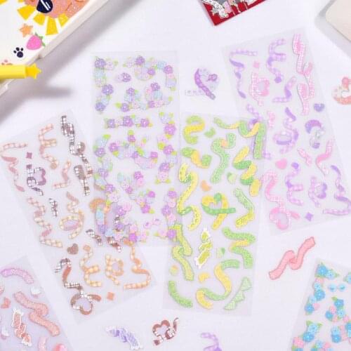 Creative laser colorful wreath ribbon decoration sticker DIY photo diary scrapbook Korea kawaii material stationery sticker