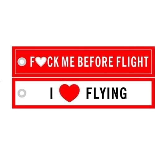 Love Me Before Flight I Love Flying Custom Embroidered Fabric Keychain With Logo