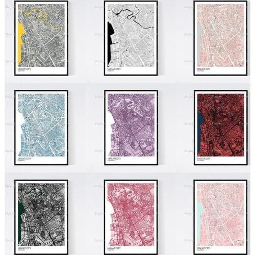 Makati City, Philippines Map Nordic Retro Minimalism Painting Posters and Prints on Canvas Wall Art Modular Pictures Home Decor