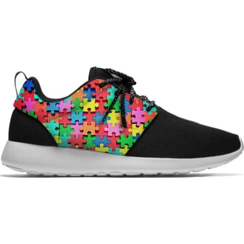 Autism Awareness jigsaw puzzle art New Arrive Lightweight Sport Running Mesh Shoes Men Women Casual Breathable Sneakers