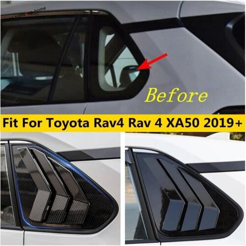 Yimaautotrims Rear Window Louver Spoiler Vents Cover Trim For TOYOTA RAV4 RAV 4 XA50 2019 - 2021 ABS Black / Carbon Fiber Look