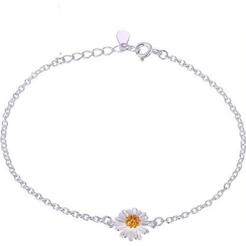 Wholesale 2 Colors Girls Birthday Gift Fashion 925 Sterling Silver SilverFlower Bracelets for Women Jewelry Accessories