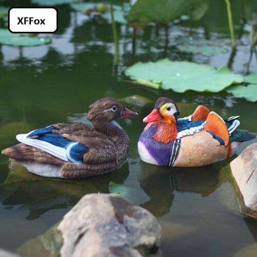 A pair of big simulation mandarin duck model foam&furs real life mandarin duck bird model gift about 29x15x16.5cm xf2208