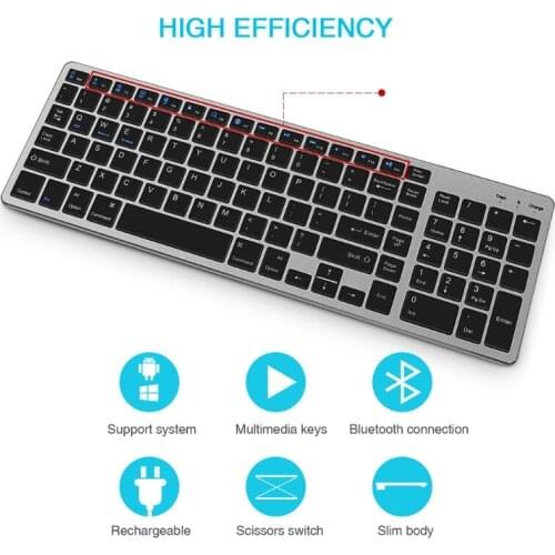Rechargeable 102 Keys Wireless Bluetooth-compatible Keyboard for Laptop Tablet QW