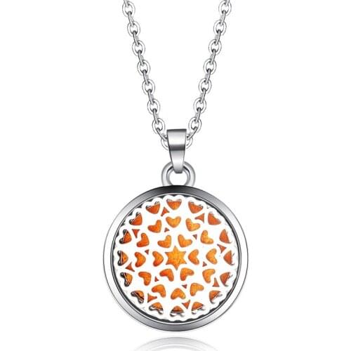 Fine Love Pattern Aroma Box Pendant Stainless Steel Magnetic Aromatherapy Essential Oil Diffuser Perfume Box Necklace Jewelry