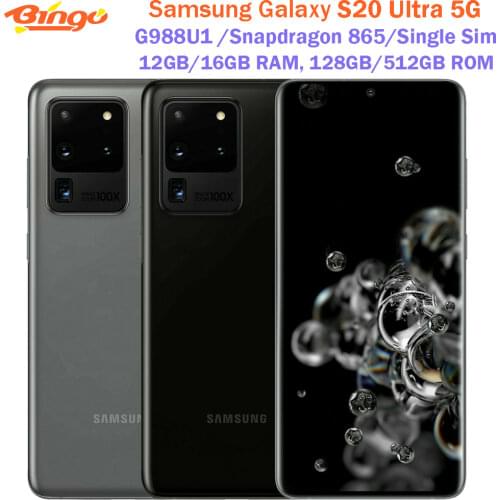Samsung Galaxy S20 Ultra 5G 128GB ROM G988U1 Unlocked Mobile Phone Snapdragon 865 Octa Core 6.9" Quad Cameras 12GB RAM NFC