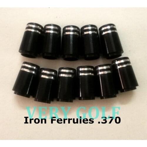 Size .370 Custom Golf Ferrules Black Color with Two Silver Trim Ring For Taper Tip Iron Wedge