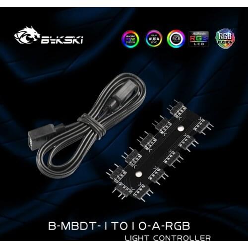 Bykski B-MBDT-1TO10, 1 To 10 RGB Hub,Lighting Splitter Motherboard AURA A-RGB Light SYNC Cable