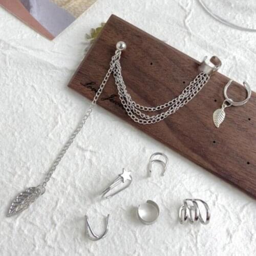 Fashion Earing Gold Star Leaves Non-Piercing Ear Clip Earrings Women Simple Fake Cartilage Cuff Jewelry Clip Accessories 7Pcs