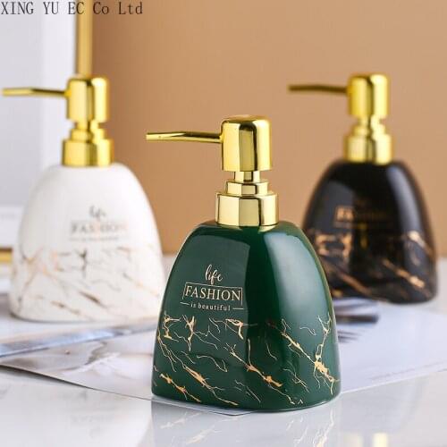 Light Luxury Ceramic Bathroom Sub-bottling Hand Sanitizer Bottle Shower Gel Shampoo Lotion Press Bottle Bathroom Decoration