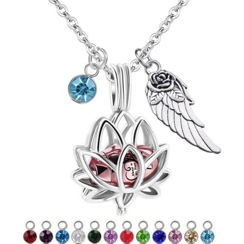 Always in My Heart Mini Urn into Beautiful Lotus Heart Cremation Necklace Memorial Ashes Urn Birthstone Necklace Fashion Jewelry