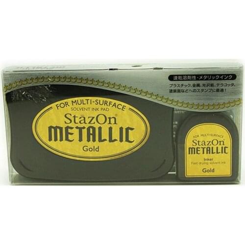 Japan stazon metal color ink, universal ink pad quick-drying gold silver Applied to Wood leather cloth Craft Supplies