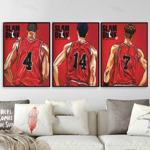 Japanese Anime Slam Dunk Art Wall Poster Comic Basketball Sports Character Canvas Painting Home Decoration Childrens Room Mural