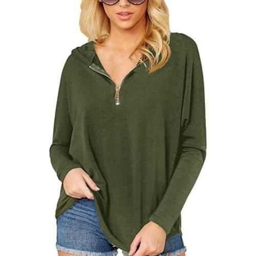 Womens Soild Zipper Hooded Sweatshirt Women Long Sleeve Streetwear Hoody Spring Autumn Pullover Hoodies Jumper