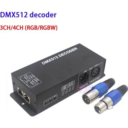 DC12V~24V RGB RGBW 3CH 4CH DMX512 decoder with digital display DMX to PWM 3CH*8A 4CH*4A led strip dimmer
