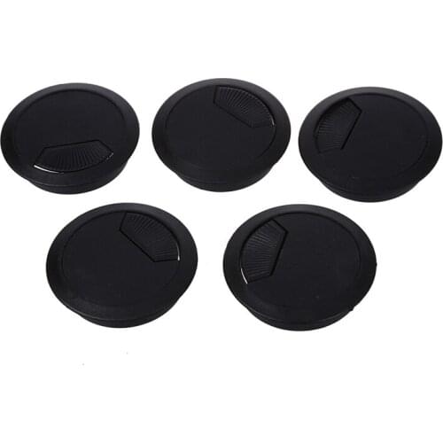 5 Pcs Home Office Desk Table Computer 60mm Cable Cord Grommet Hole Black