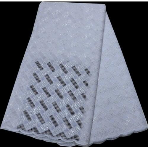 5yards/pc) high quality white African French net lace fabric with elegant sequins embroidery 2020 for party dress FLP199