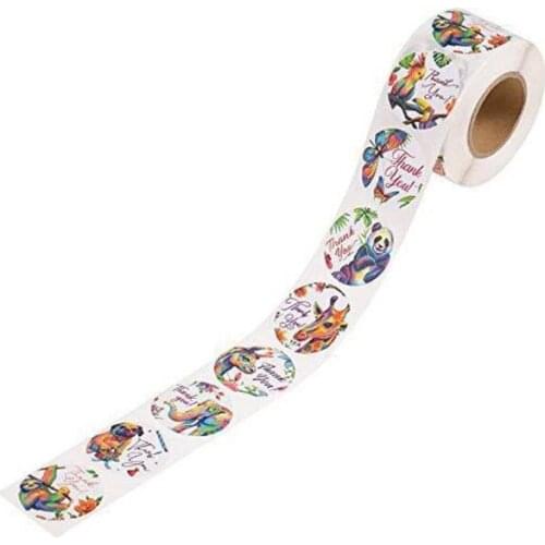 500pcs/roll Flowers Animals Thank You Reward Stickers Labels Scrapbooking Kids H58C