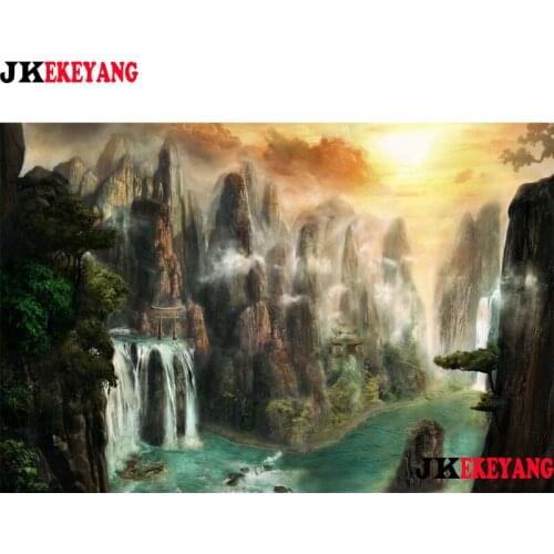 5D DIY square/round Diamond painting Waterfall sunrise Cross Stitch Diamond Embroidery Pattern Rhinestone J2915