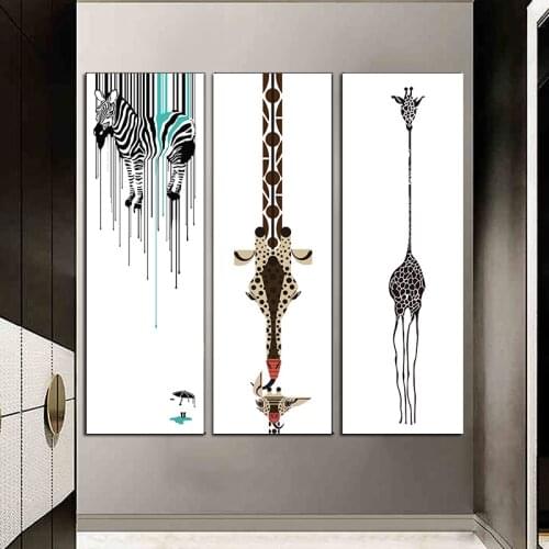 Abstract Nursery Wall Art Canvas Poster Giraffe Zabra African Animal Print Painting Nordic Kids Bedroom Home Decoration Picture