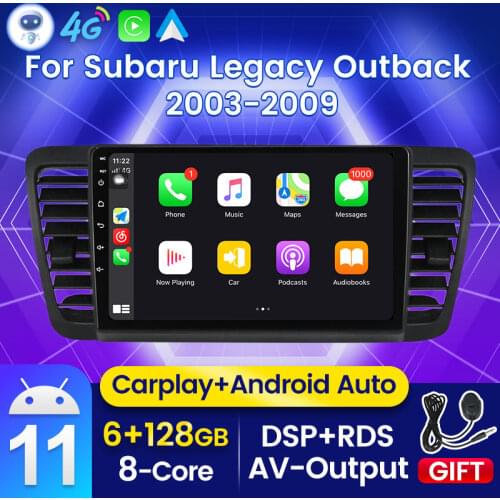 6G RAM 128G ROM Android 11 Auto Radio For Subaru Outback 3 Legacy 4 2003 - 2009 Car Multimedia Player NO 2din DVD WIFI DSP RDS