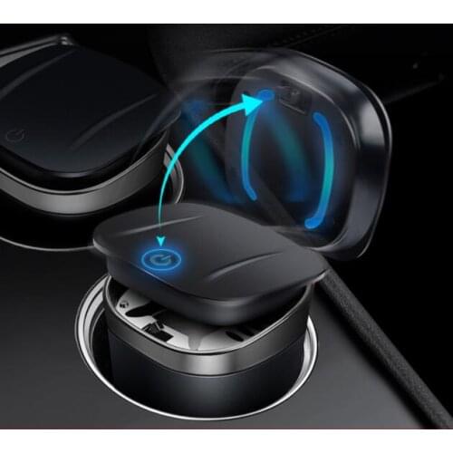Car ashtray one-click to open the metal ashtray trash can in the car automatically lights up the car ashtray