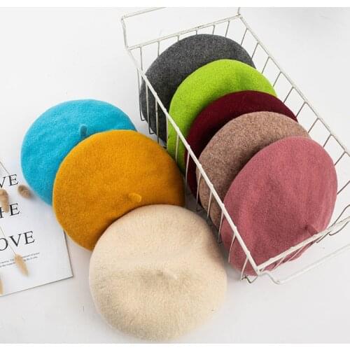 Beret Lake Blue Female Handmade Various DIY Female Hats Autumn Wool Painter Hat Warm Thicken Newsboy Hat Outdoor