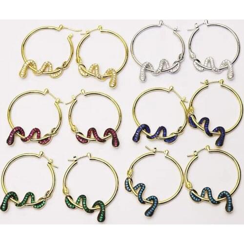 5 Pairs Zircon S shape earrings big round earrings fashion jewelry