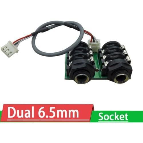 Dual 6.5mm microphone socket Jack Connector , Stereo Audio microphone holder circuit board with shielded wire 3ipn cable
