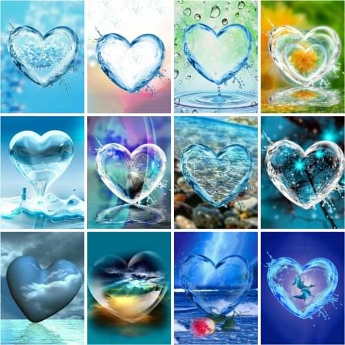 EverShine Diamond Painting Heart Cross Stitch Diamond Embroidery Landscape Rhginestones Art Bead Picutre Kits Home Decoration