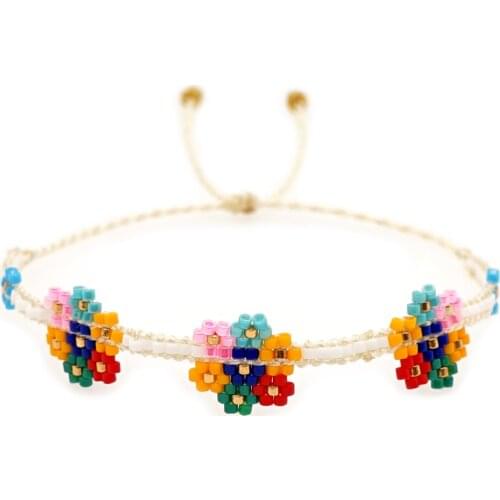 Go2boho Miyuki Bracelet Friendship Jewelry Gift for Girl Boho Summer Flower Bracelets for Women Handmade Woven Unique Pulseras
