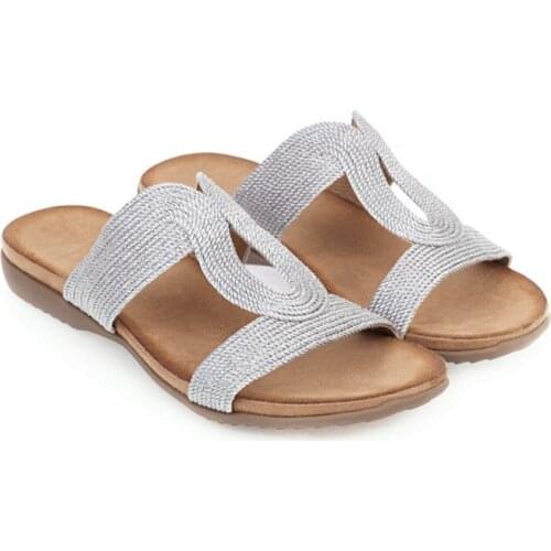 Sexy Large Size 43 Open Toe Outdoor Gold Silver Flats Beach Slipper Slides Women Shoes Casual