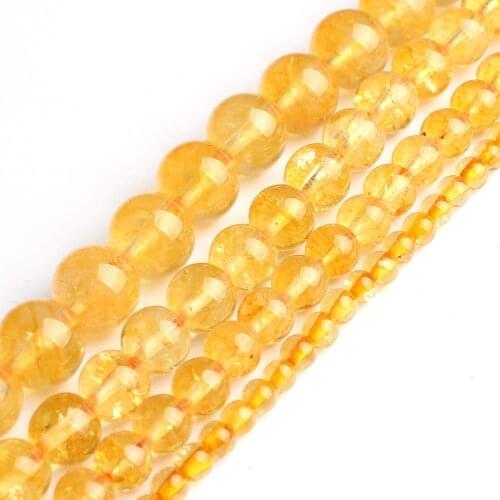 Natural citrines Quartzs Stone Round Loose Spacer Beads For Jewelry Making Diy Bracelet Necklace Size 6/8/10/12mm Strand 15