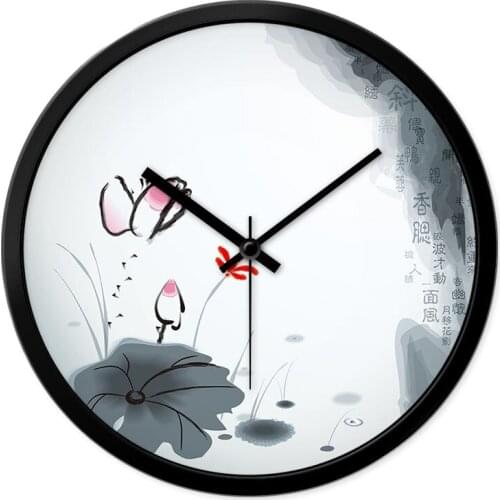 Round clock, new Chinese wall clock, Chinese style, wall clock, living room decoration