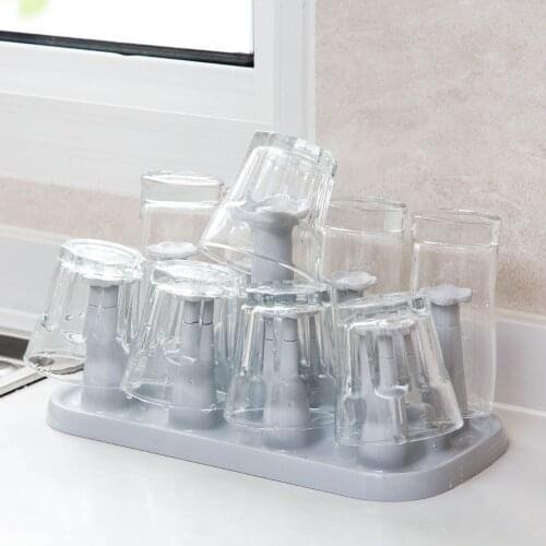 Flower Shape Mug Coffee Glass Cups Drying Storage Rack Holder Kitchen Drain Storage Shelf Organizer Stand With 6/8 Hooks