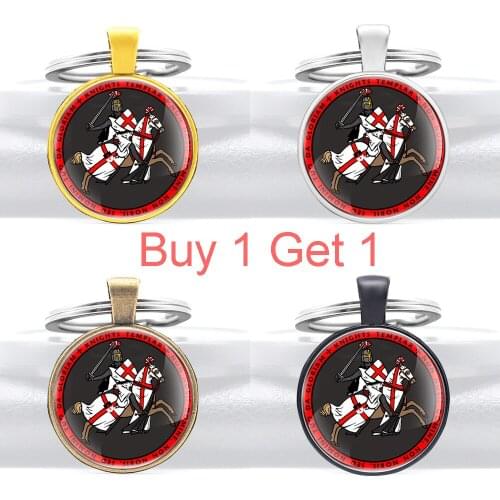 Buy 1 Get 1 the Crusaders Pendant Keychain Retro Men Women Cross Knight Templar Jewelry Key Rings Key Chain