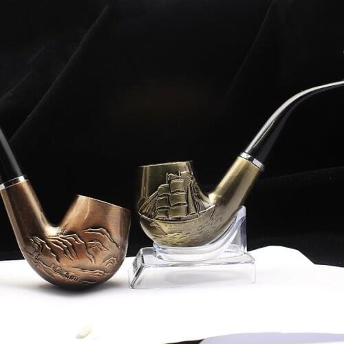 Copper Color Resistant Pipe Filter Smoking Pipes Herb Tobacco Pipes Narguile Grinder Resin Cigarette Holder Hookah