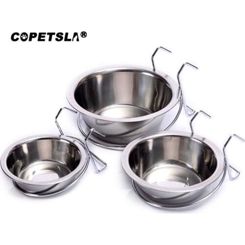 Pet Bowl Can Hang Stationary Dog Cage Bowls Stainless Steel Dog Cat Hanging Bowls Durable Puppy Kitten Feeder Water Food Bowl