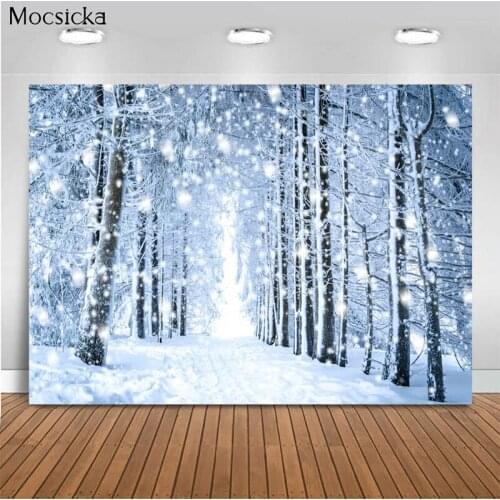 Mocsicka Winter Theme Background White Snow Decoration Style Newborn Baby Shower Photo Background Photography Studio