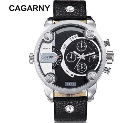 CAGARNY Luxury Mens Watches Men Quartz Watch Dual Time Display Watch Man Sport Military Fashion Wristwatches Relogio Masculino