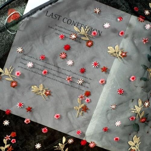 Organza soft net embroidery lace fabric floral embroidery net yarn cloth DIY handmade clothing sewing cloth