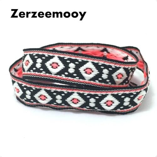 NEW 3/4''18mm 10yard/lots 100% polyester pink white and black geometry Woven Jacquard Ribbon dog chain accessories KTZD16080404