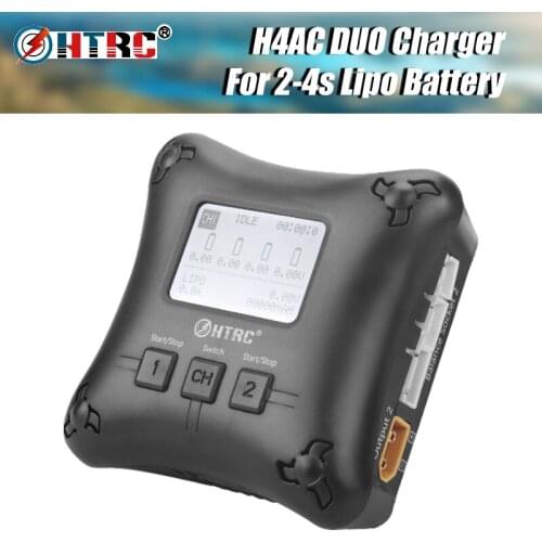 New Arrival HTRC H4AC DUO RC Charger Dual Port 20w *2 2A *2 for 2-4s Lipo Battery Charging Professional Mini Battery Charger