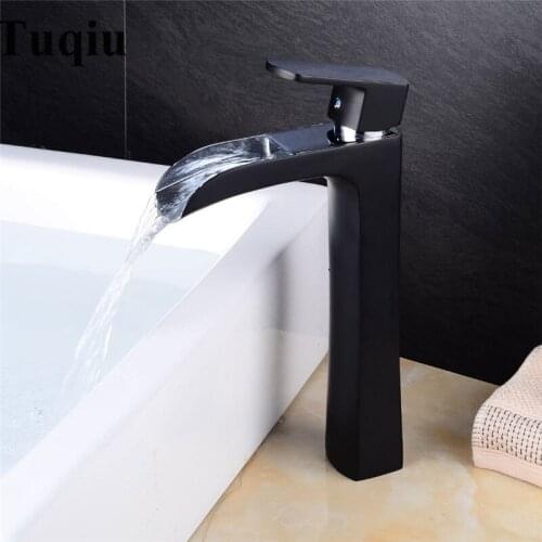 New Arrival brass Basin Faucet hot and cold Waterfall Faucet single lever black/white bathroom sink faucet basin tap