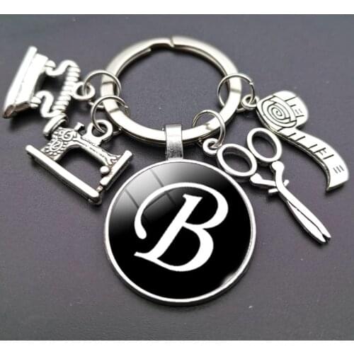 The original 26 letters crystal keychain alloy sewing accessories keychain alloy jewelry key ring