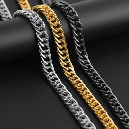 AITIEI 24inch Gold-color Chain Necklace Long Stainless Steel Metal Snake/Cable/Round Box Chain