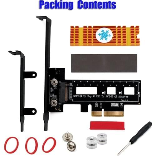 Express 3.0 x M.2 NGFF PCI-e nvme SSD to PCI 4 Host Adapter with heatsink